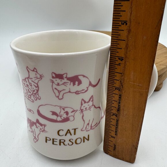 Opalhouse Cat Person Diner Mug Ivory pink cats gold text “cat person” mug cup ho - Picture 8 of 9
